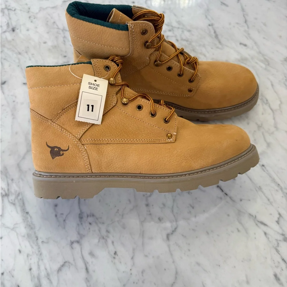 NWT Texas Steer Steel Toe Tan Leather Men's Work Boots Size 11 - Picture 3 of 10